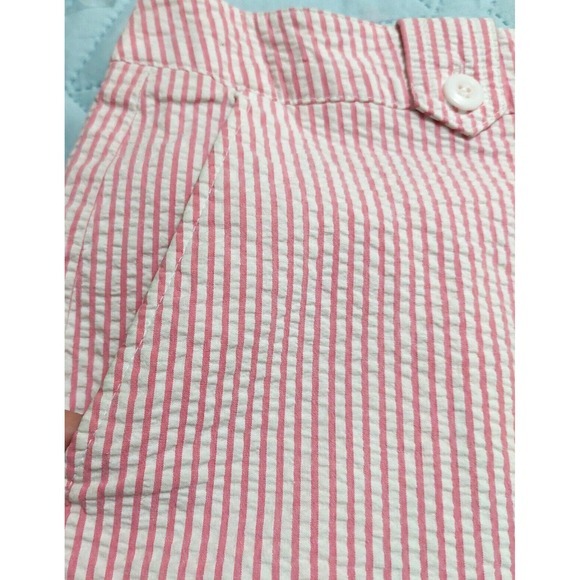 Liz‎ Claiborne Womens 14 Audra Capri Seersucker Stripe Pink White Classic Zipper - Picture 5 of 10